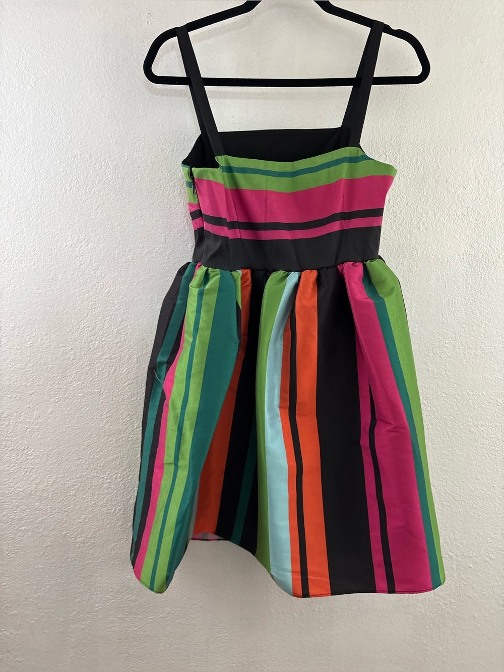 Bob Mackie vibrant striped party mini dress spaghetti straps and a flare - Picture 5 of 5